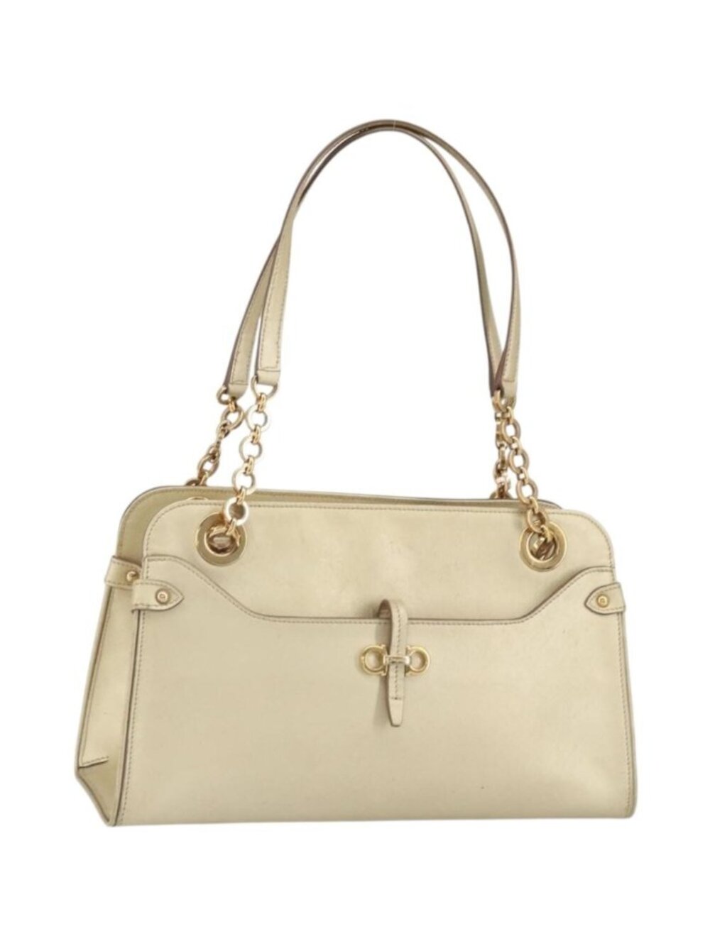 Salvatore Ferragamo Gancini Shoulder Bag Leather Gold